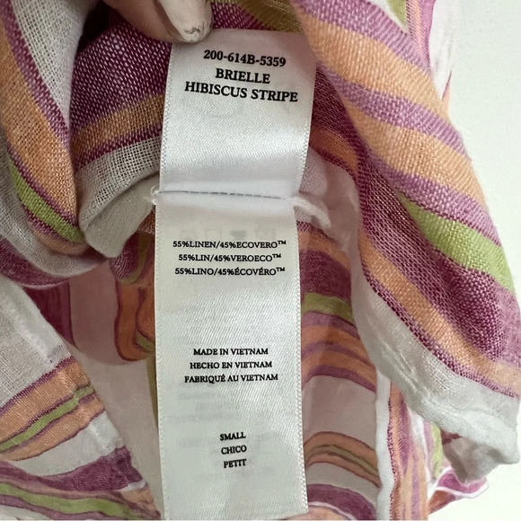 NWOT Rails Brielle Top Linen Blend Hibiscus Stripe Casual Women’s Small - Picture 11 of 13